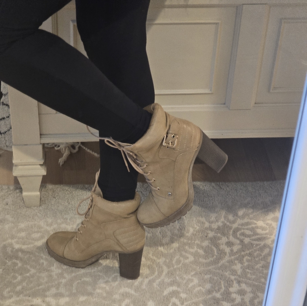 G By Guess Stylish Tan Ankle Boots for Women